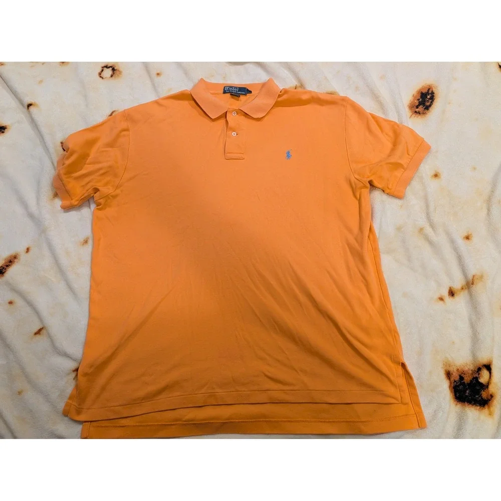 Polo Ralph Lauren Mens Orange Short Sleeve Cotton Polo Shirt Large Classic Fit
